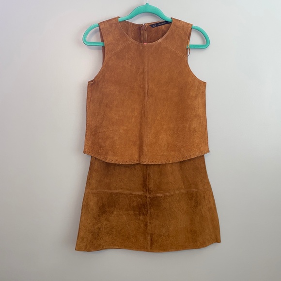 EUC Zara Basic 100% Leather Seamed Woven Pencil Mini Skirt Size Small - Picture 10 of 10